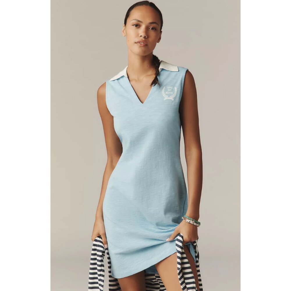 Anthropologie Light Blue Collared Mini Dress